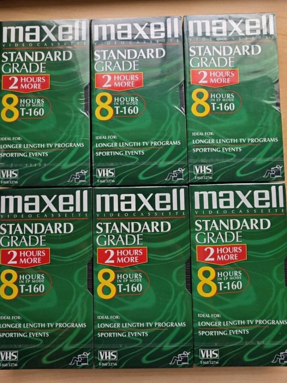 Maxell VHS T-160 8 Hr Blank Videocassette Tapes Lot of 6 Eve